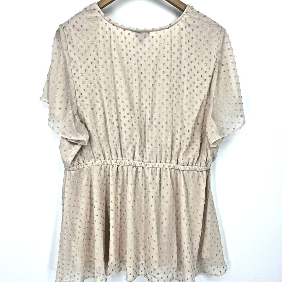 Torrid Ivory Blush Swiss Dot Surplice Babydoll Blouse Top Women's Size 1X - Picture 4 of 10